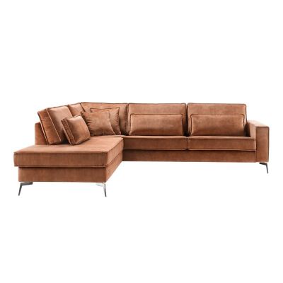 Hoekbank links Pomonte velvet bruin premium comfort