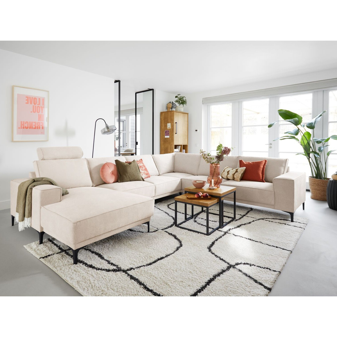 Hoekbank rechts Calira beige premium comfort