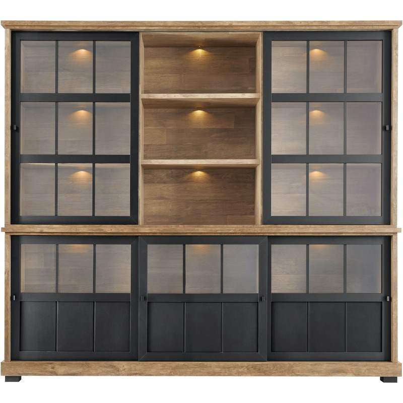 Vitrinekast Ladonia 210x233x50 cm 5 glazen schuifdeuren