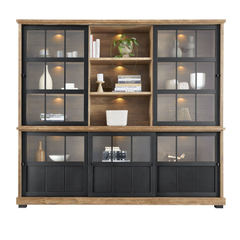 Vitrinekast Ladonia 210x233x50 cm 5 glazen schuifdeuren