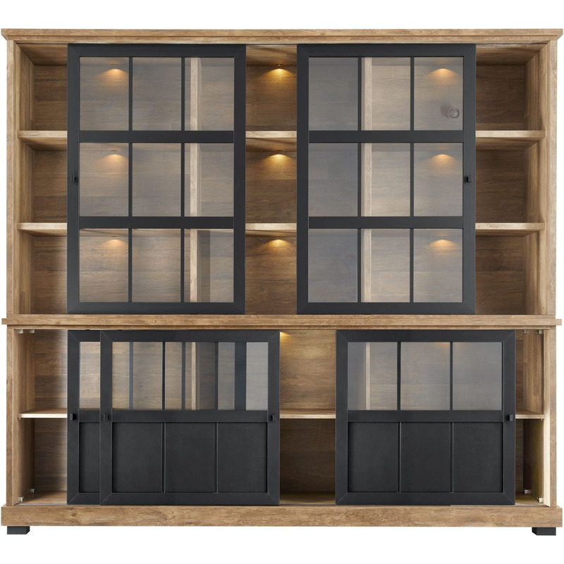 Vitrinekast Ladonia 210x233x50 cm 5 glazen schuifdeuren