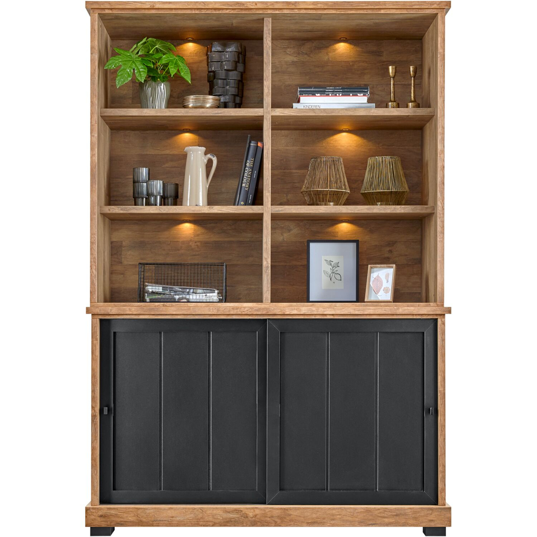 Boekenkast Ladonia 210x143x50 cm 2 schuifdeuren
