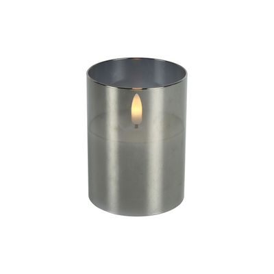 Kaars Caposele LED small grijs glas rond