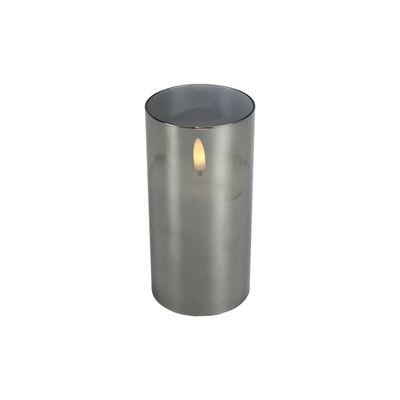 Kaars Caposele LED large grijs glas rond