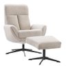 Draaifauteuil Langley beige met voetenbank