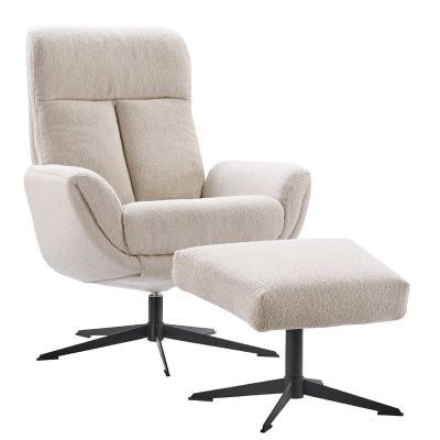 Draaifauteuil Langley beige met voetenbank