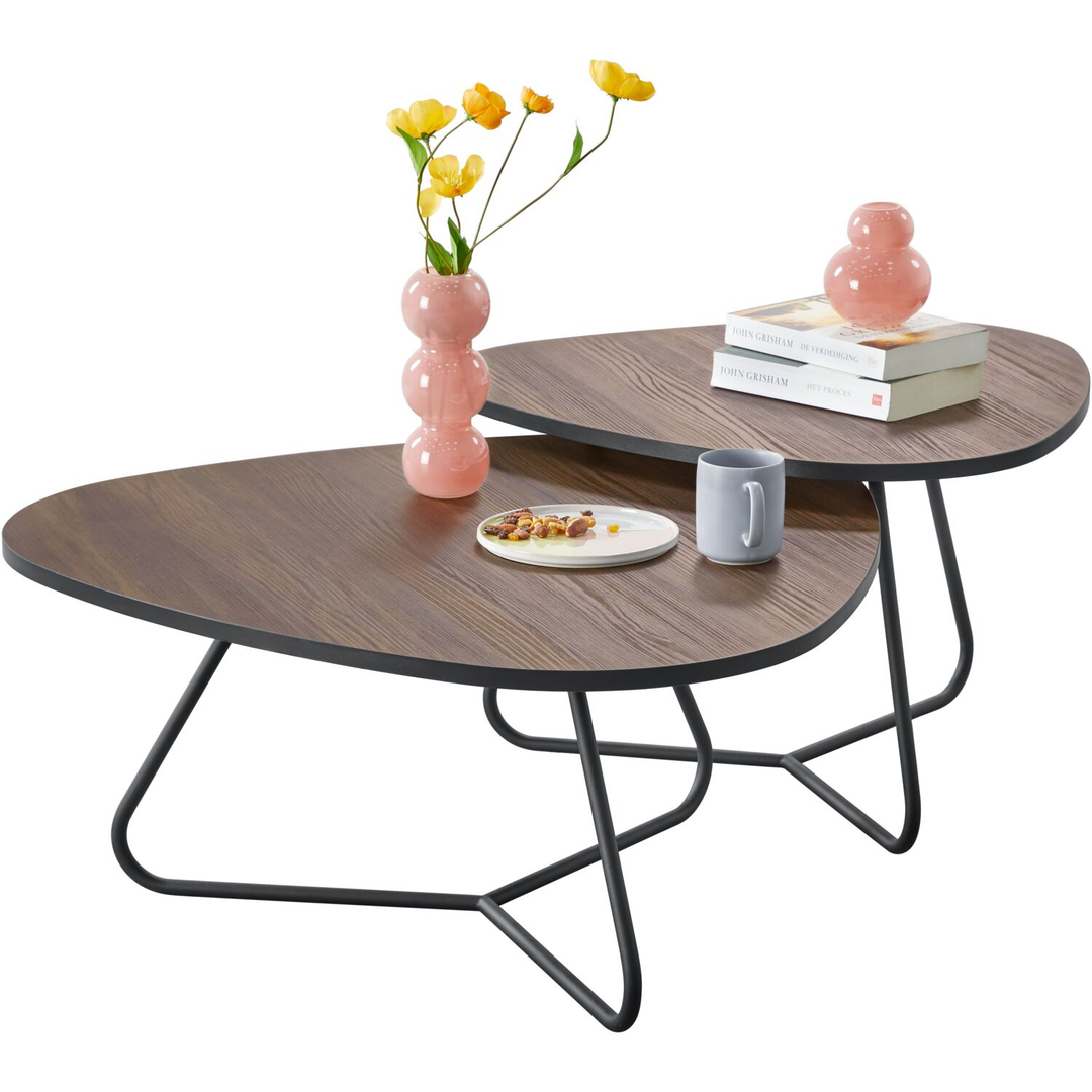 Salontafelset Budrio donkerbruin 71 en 86 cm  organisch