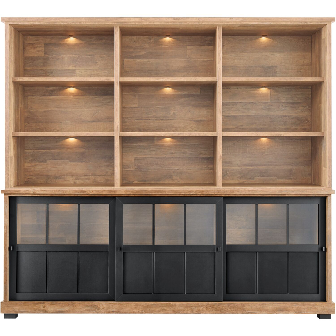 Wandmeubel Ladonia 210x233x50 cm 3 glazen deuren