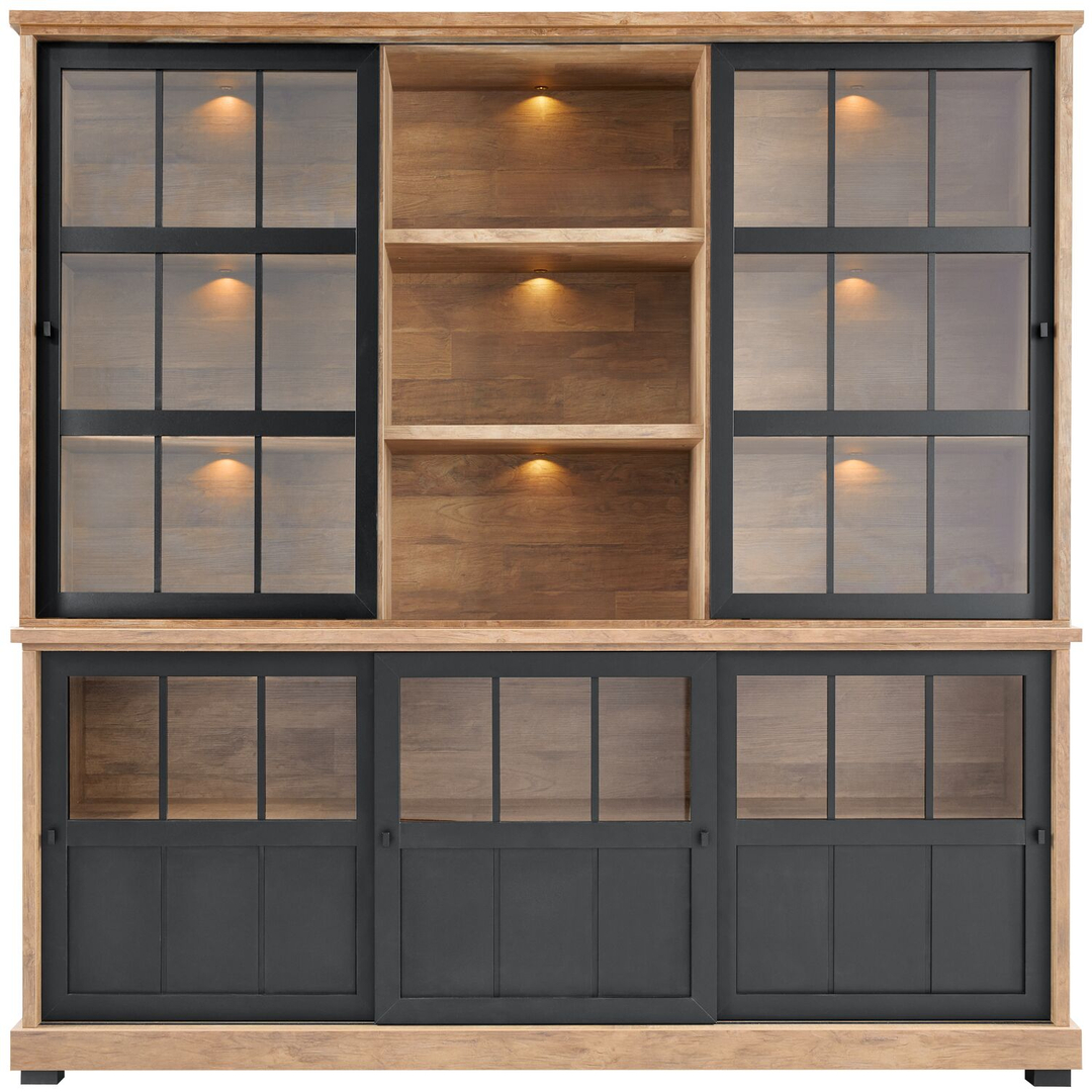 Vitrinekast Ladonia 210x209x50 cm 5 glazen schuifdeuren