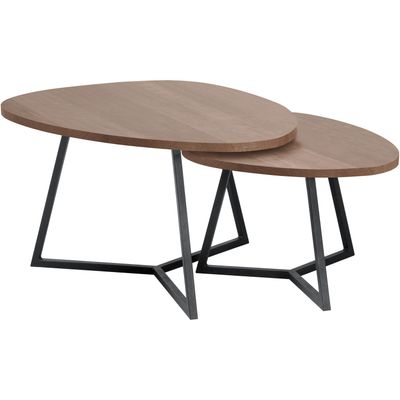 Salontafelset Locarnio 40 en 52 cm organisch dark mango