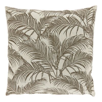 Sierkussen Canosa taupe met palmboomtakken