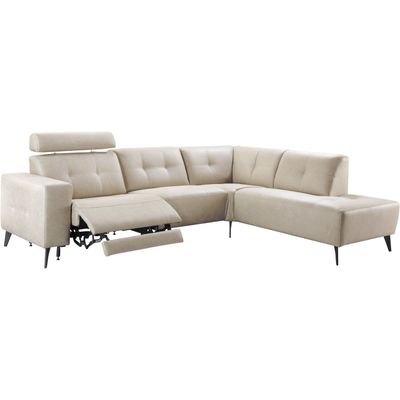 Hoekbank rechts Piorino pocketvering lichtgrijs relaxfunctie