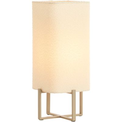 Tafellamp Focate taupe vierkant laag ecru 1-lichts