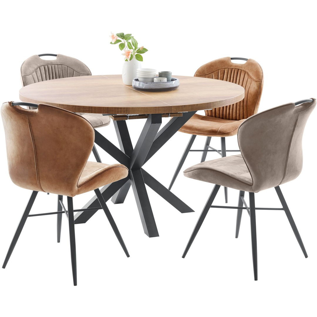 Uitschuifbare eettafel Caltana 130/170 cm rond lichtbruin