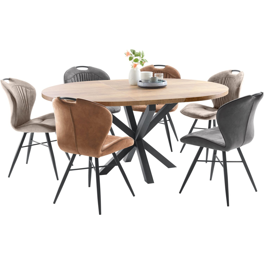 Uitschuifbare eettafel Caltana 130/170 cm rond lichtbruin