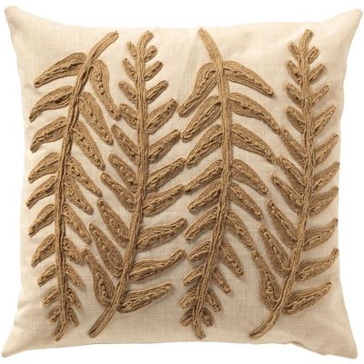 Sierkussen Westray 45x45 cm beige met bladerstructuur