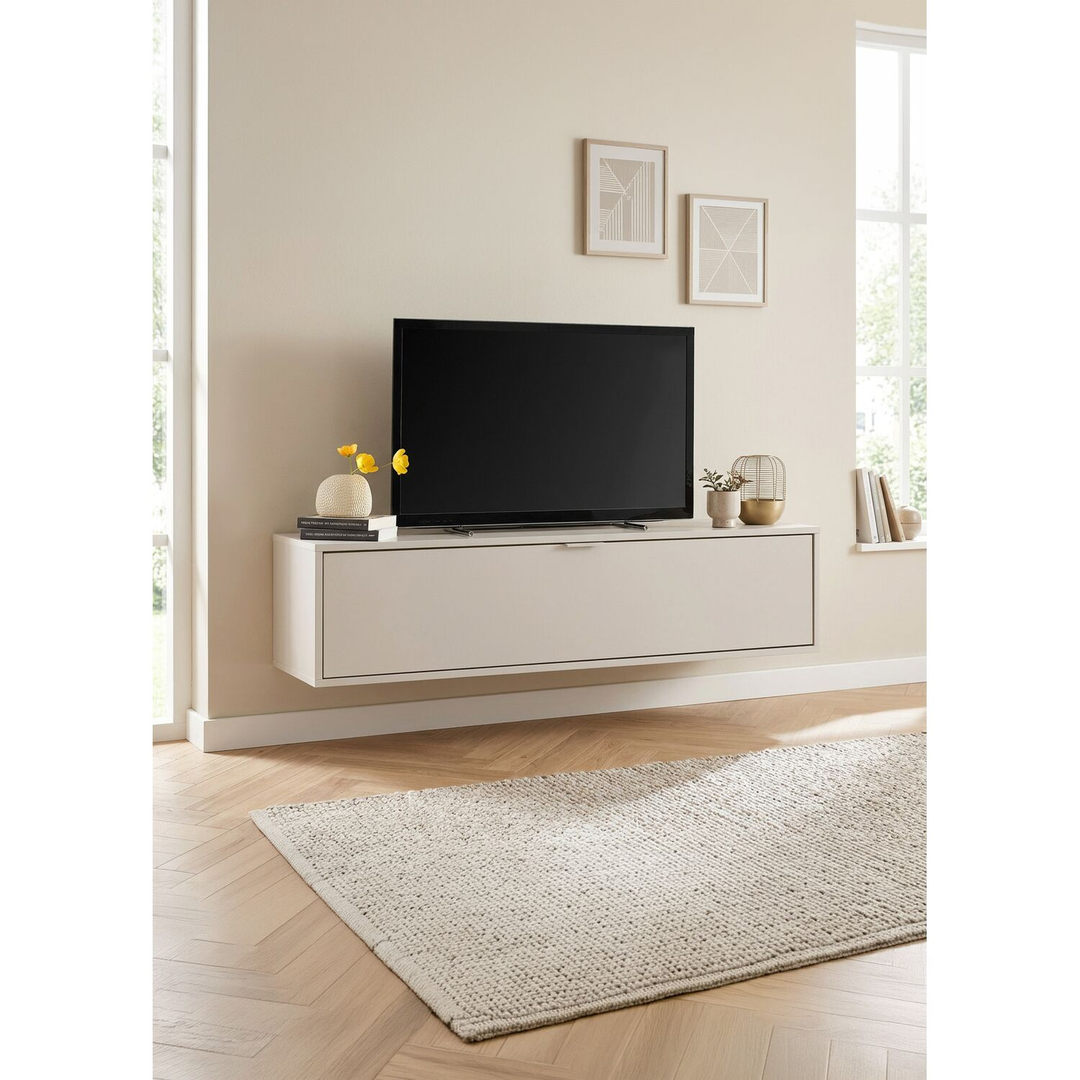 Tv-meubel Betera zwevend 140 cm zandgrijs