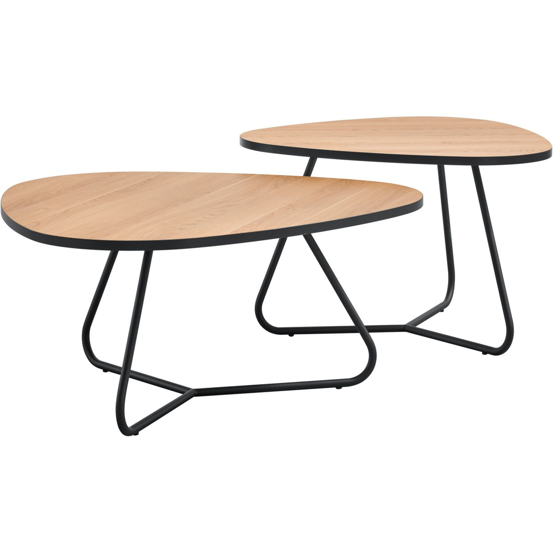 Salontafelset Budrio lichtbruin 71 en 86 cm lichtbruin organisch