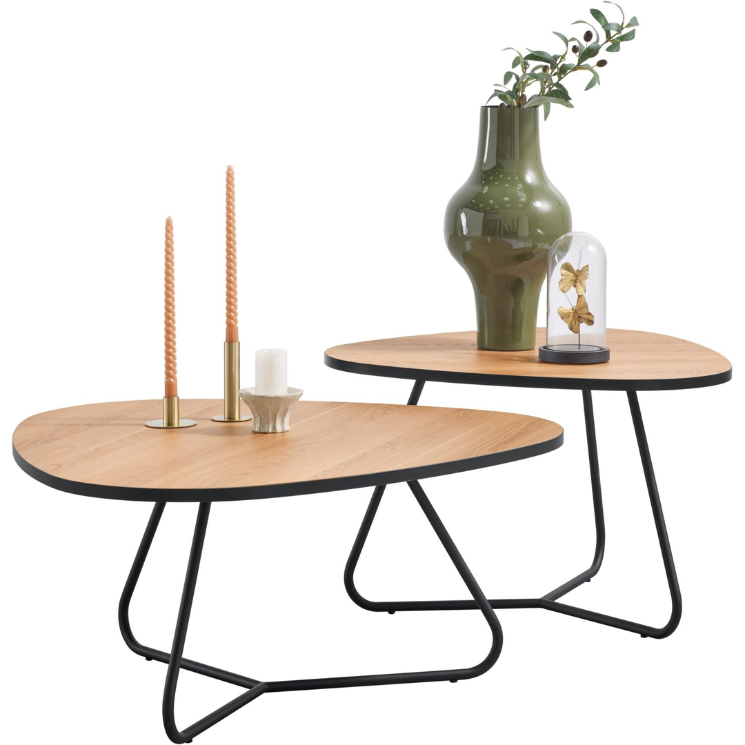 Salontafelset Budrio lichtbruin 71 en 86 cm lichtbruin organisch