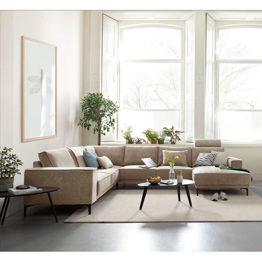 Hoekbank links Calira taupe basic comfort