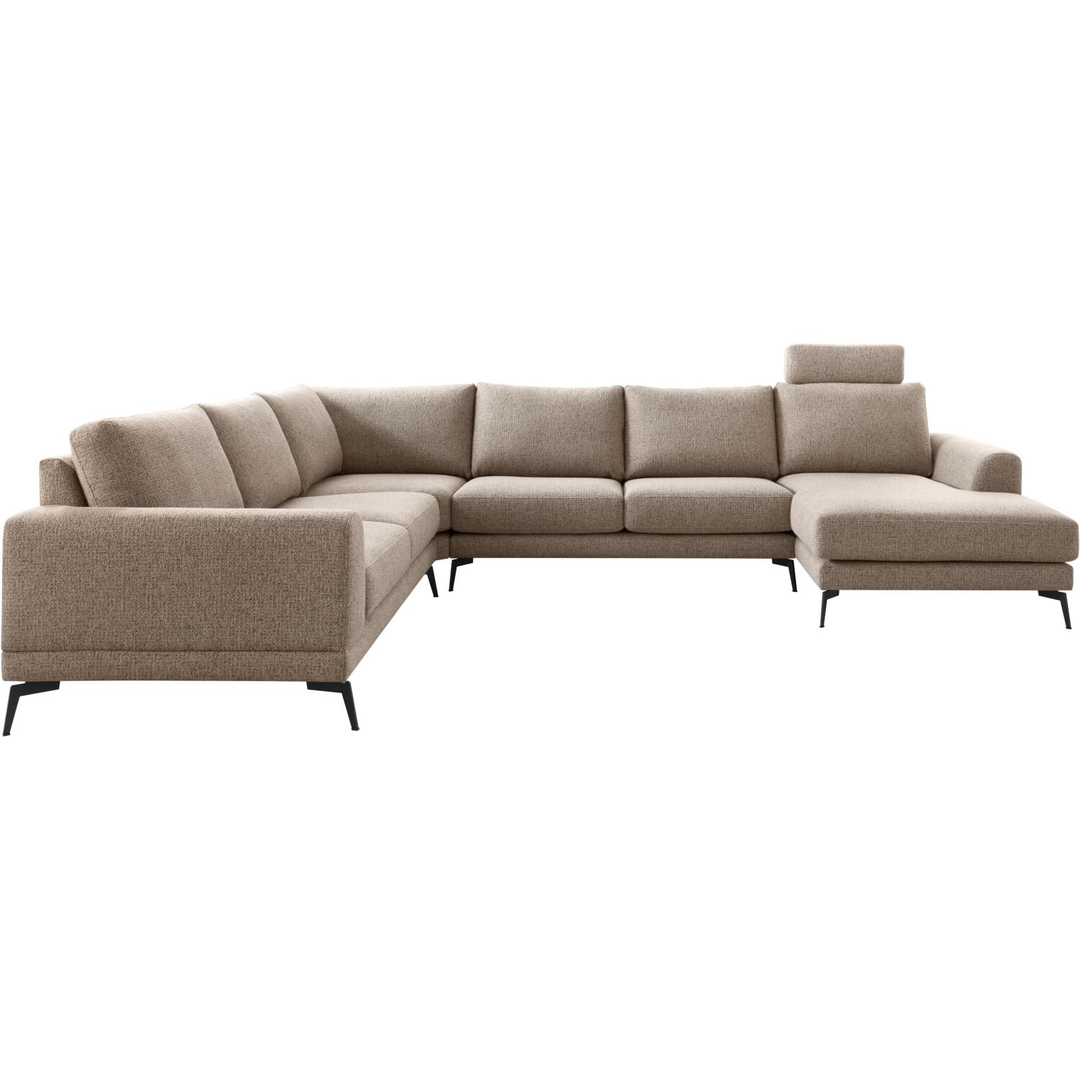 Hoekbank links Flandria met hoofdsteun bruin basic comfort
