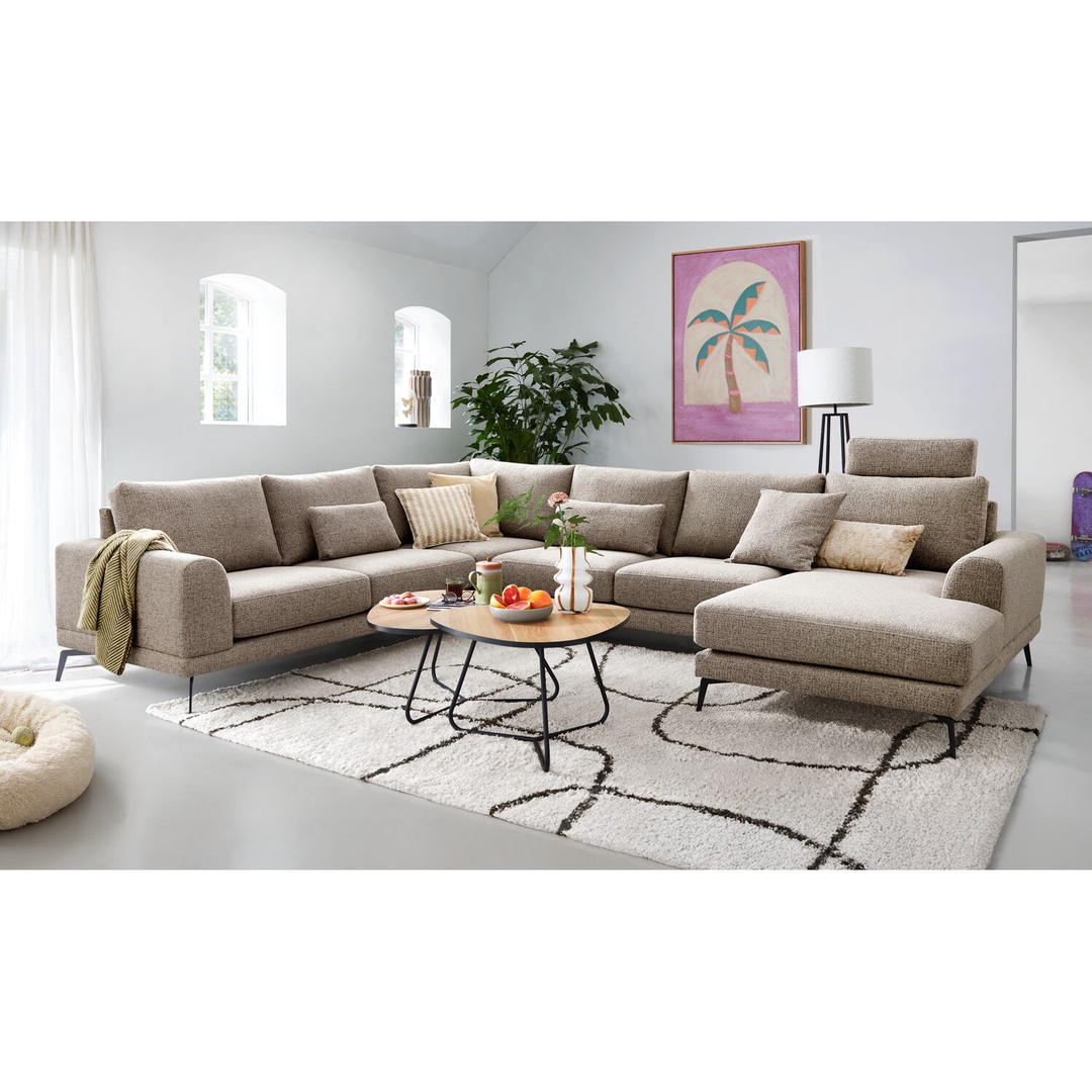 Hoekbank links Flandria met hoofdsteun bruin basic comfort

