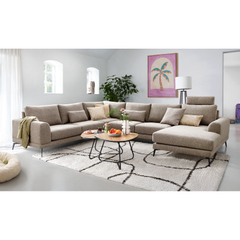 Hoekbank links Flandria met hoofdsteun bruin basic comfort
