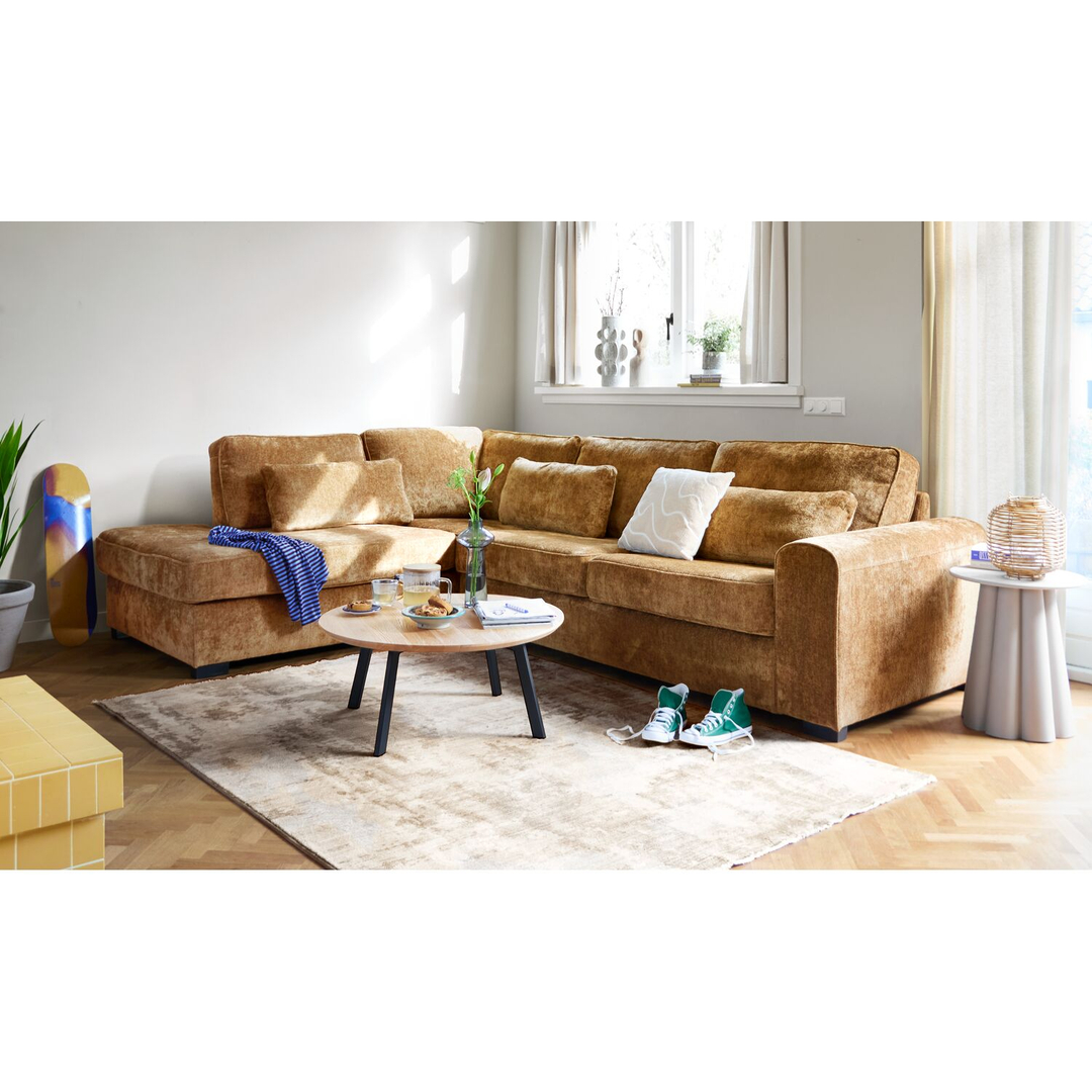 Hoekbank links Pomasi bruin basic comfort