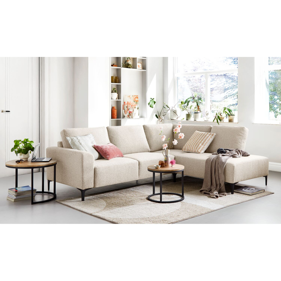 Hoekbank rechts Garzeno beige basic comfort