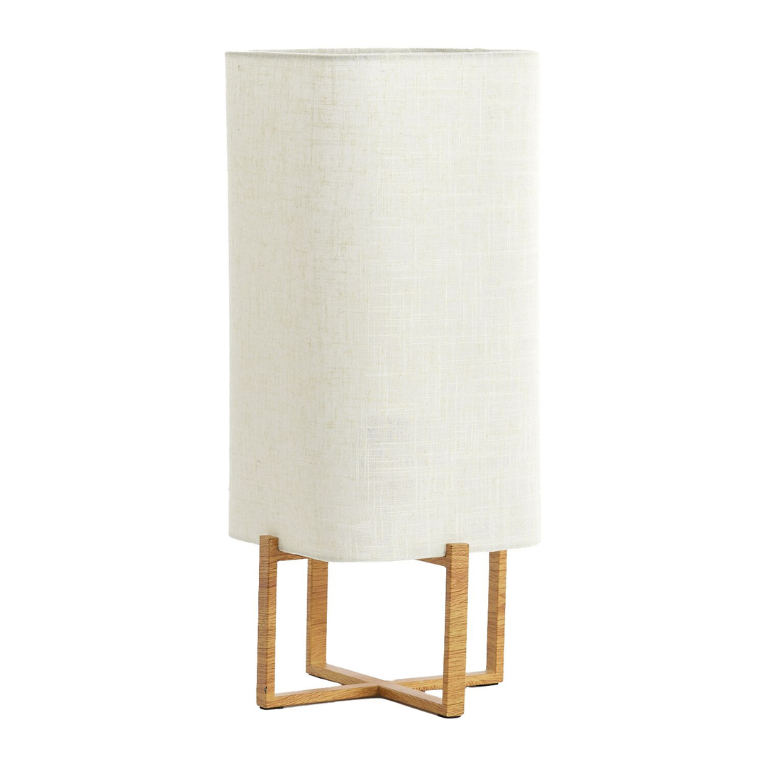 Tafellamp Islay houtlook met beige kap