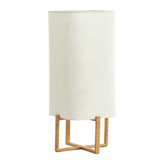 Tafellamp Islay houtlook met beige kap