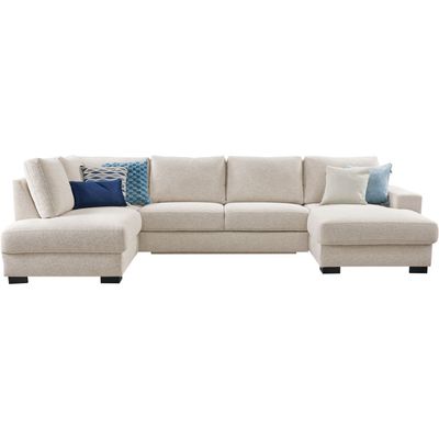Hoekbank links Feda lichtgrijs relaxfunctie en opberglongchair basic comfort