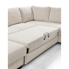 Hoekbank rechts Feda lichtgrijs relaxfunctie en opberglongchair basic comfort