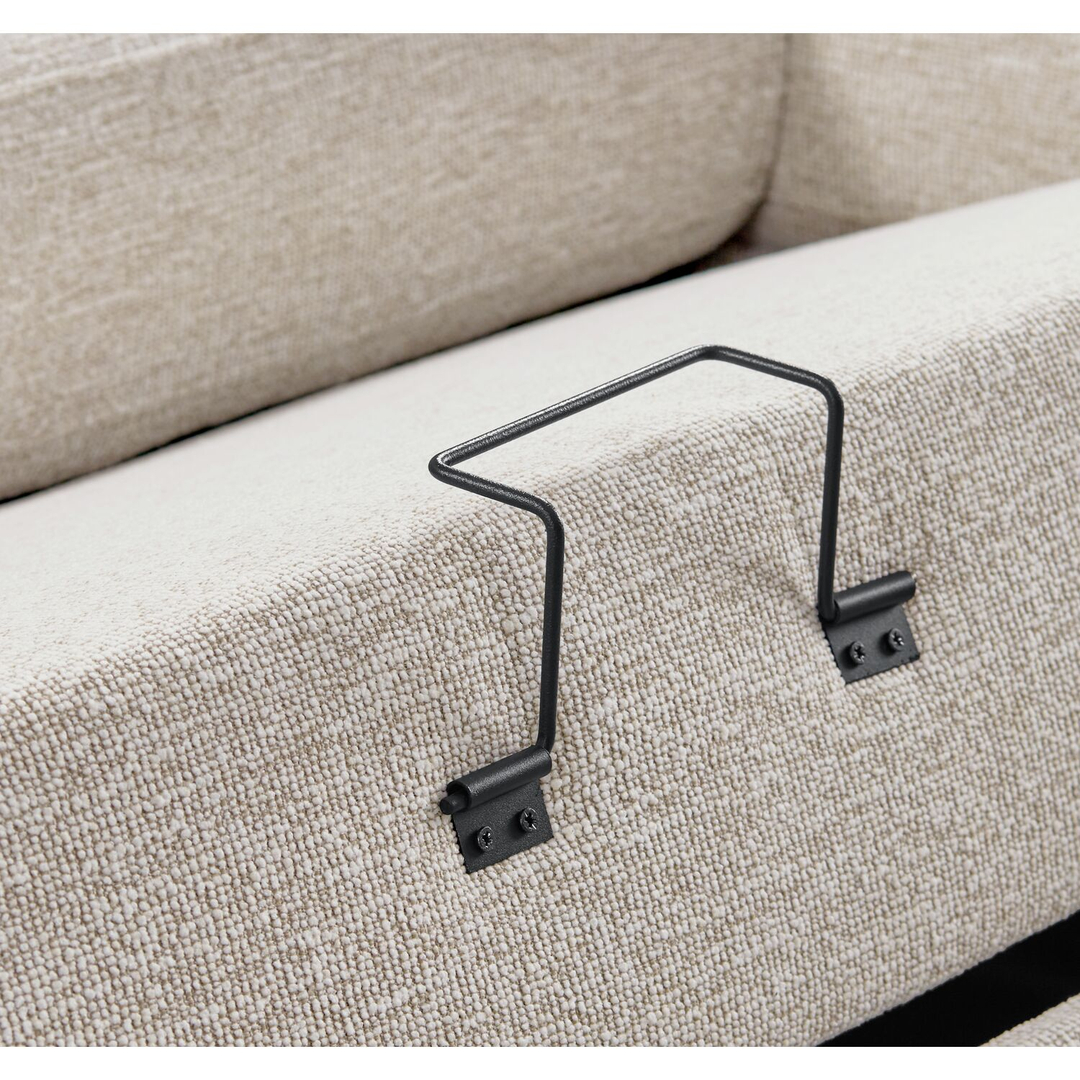 Hoekbank rechts Feda lichtgrijs relaxfunctie en opberglongchair basic comfort