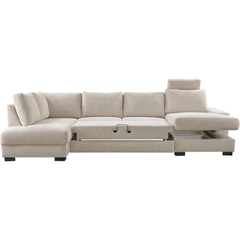 Hoekbank links Feda lichtgrijs hoofdsteun, relaxfunctie en opberglongchair basic comfort
