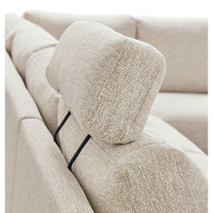 Hoekbank rechts Feda lichtgrijs hoofdsteun, relaxfunctie en opberglongchair basic comfort