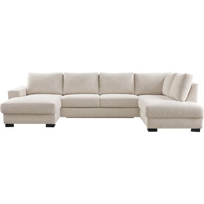 Hoekbank rechts Feda lichtgrijs hoofdsteun en longchair basic comfort