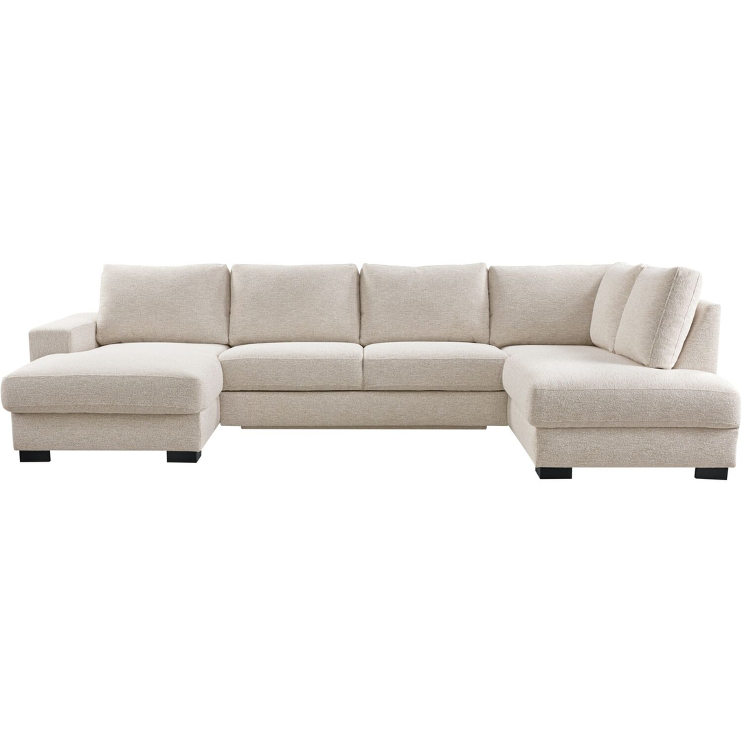 Hoekbank rechts Feda lichtgrijs hoofdsteun en longchair basic comfort