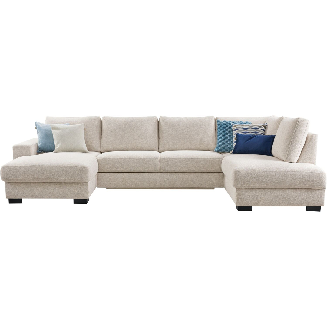 Hoekbank rechts Feda lichtgrijs hoofdsteun en longchair basic comfort