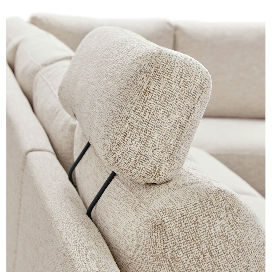 Hoekbank rechts Feda lichtgrijs hoofdsteun en longchair basic comfort
