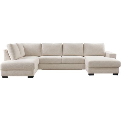 Hoekbank links Feda lichtgrijs hoofdsteun en longchair basic comfort