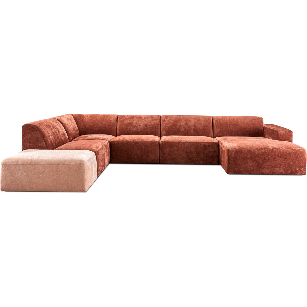Hoekbank links Romont terra met hocker basic comfort 