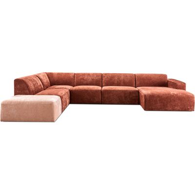 Hoekbank links Romont terra met hocker basic comfort