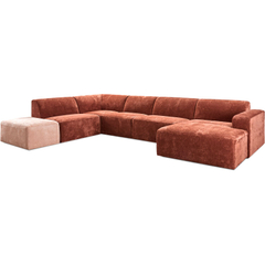 Hoekbank links Romont terra met hocker basic comfort 