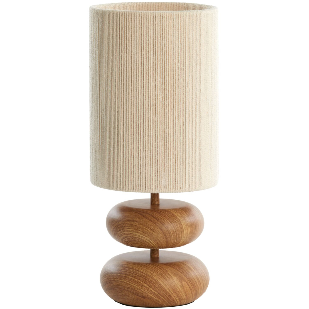 Tafellamp Luso houtprint met beige kap