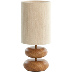 Tafellamp Luso houtprint met beige kap
