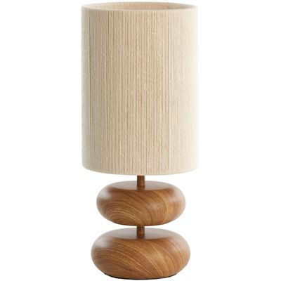 Tafellamp Luso houtprint met beige kap