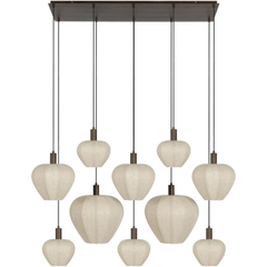 Hanglamp Bonnyrigg 10-lichts houtprint met crème kap