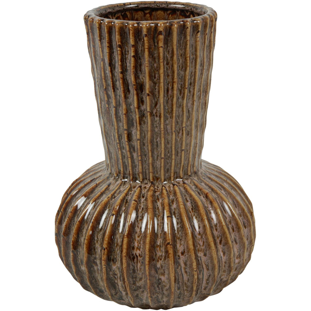 Vaas keramiek 27 cm hoog bruin