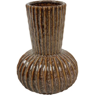 Vaas keramiek 27 cm hoog bruin
